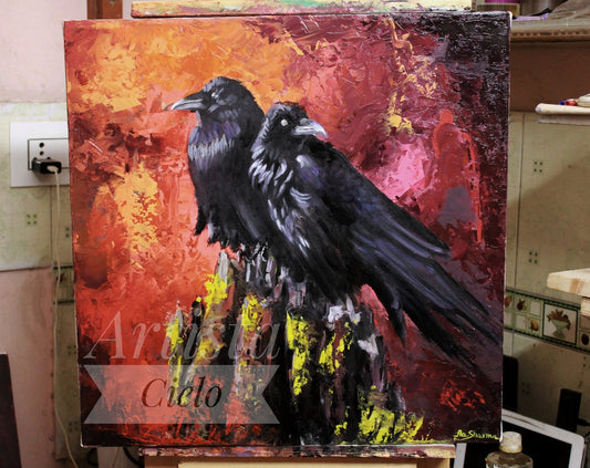 Hugin and Munin / Odin / Raven Painting