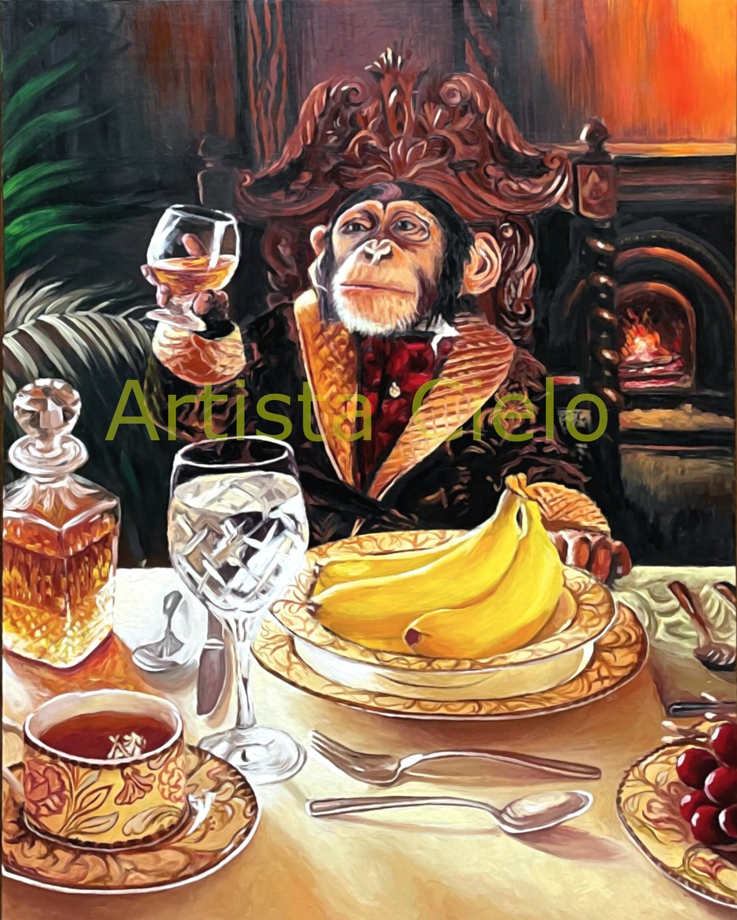 Original Monkey drinking wine